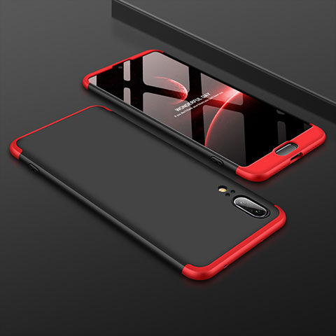 Custodia Plastica Rigida Cover Opaca Fronte e Retro 360 Gradi per Huawei P20 Rosso e Nero