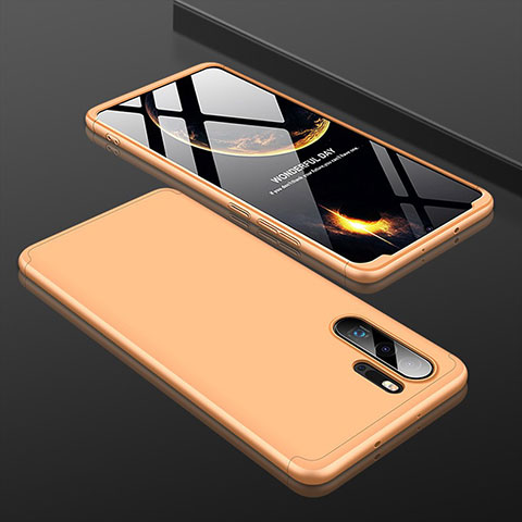 Custodia Plastica Rigida Cover Opaca Fronte e Retro 360 Gradi per Huawei P30 Pro Oro