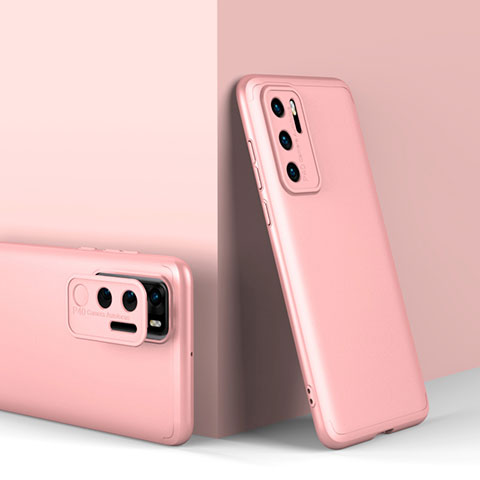 Custodia Plastica Rigida Cover Opaca Fronte e Retro 360 Gradi per Huawei P40 Oro Rosa