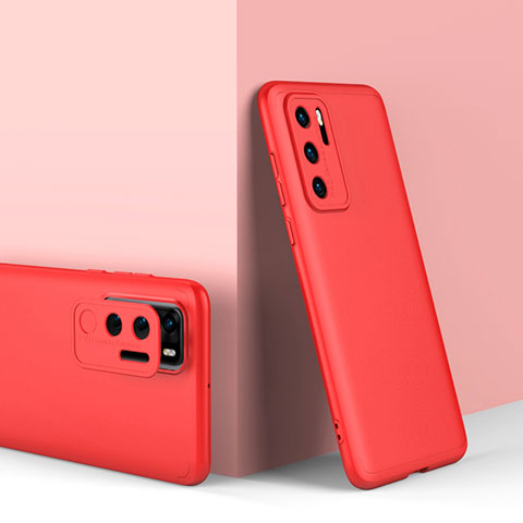 Custodia Plastica Rigida Cover Opaca Fronte e Retro 360 Gradi per Huawei P40 Rosso