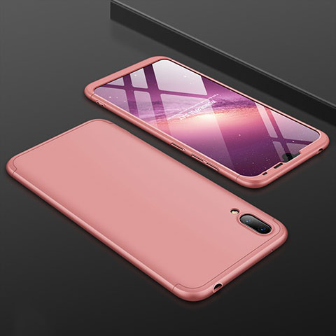 Custodia Plastica Rigida Cover Opaca Fronte e Retro 360 Gradi per Huawei Y7 (2019) Oro Rosa