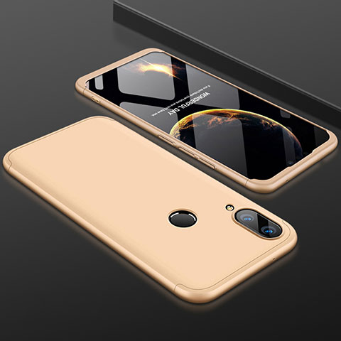 Custodia Plastica Rigida Cover Opaca Fronte e Retro 360 Gradi per Huawei Y9 (2019) Oro