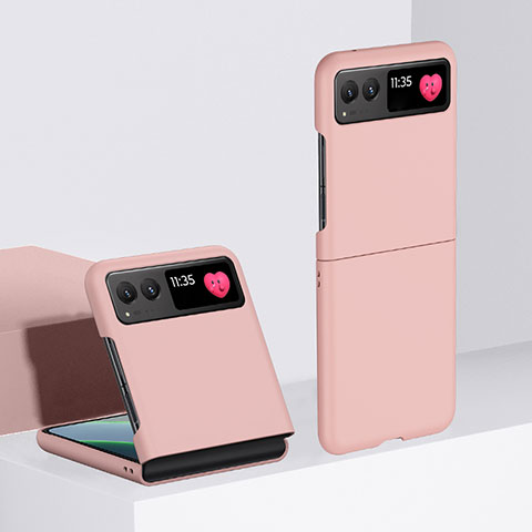 Custodia Plastica Rigida Cover Opaca Fronte e Retro 360 Gradi per Motorola Moto Razr 40 5G Oro Rosa