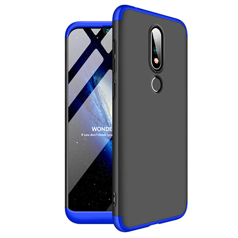 Custodia Plastica Rigida Cover Opaca Fronte e Retro 360 Gradi per Nokia 6.1 Plus Blu e Nero