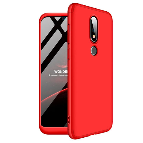 Custodia Plastica Rigida Cover Opaca Fronte e Retro 360 Gradi per Nokia 6.1 Plus Rosso