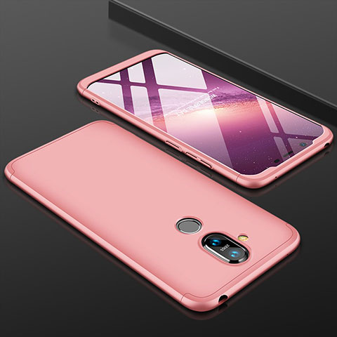 Custodia Plastica Rigida Cover Opaca Fronte e Retro 360 Gradi per Nokia 7.1 Plus Oro Rosa