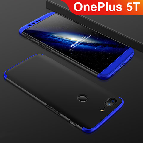 Custodia Plastica Rigida Cover Opaca Fronte e Retro 360 Gradi per OnePlus 5T A5010 Blu e Nero