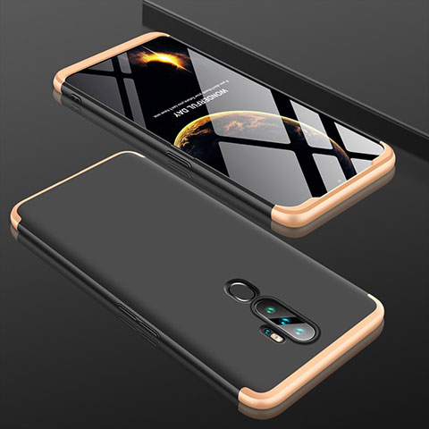 Custodia Plastica Rigida Cover Opaca Fronte e Retro 360 Gradi per Oppo A11 Oro e Nero