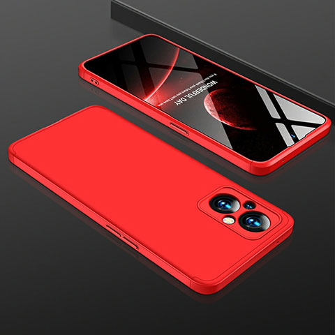 Custodia Plastica Rigida Cover Opaca Fronte e Retro 360 Gradi per Oppo A96 5G Rosso