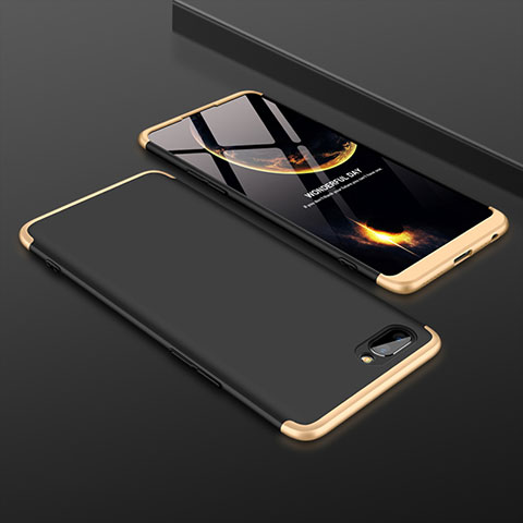 Custodia Plastica Rigida Cover Opaca Fronte e Retro 360 Gradi per Oppo AX5 Oro e Nero