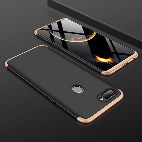 Custodia Plastica Rigida Cover Opaca Fronte e Retro 360 Gradi per Oppo AX7 Oro e Nero