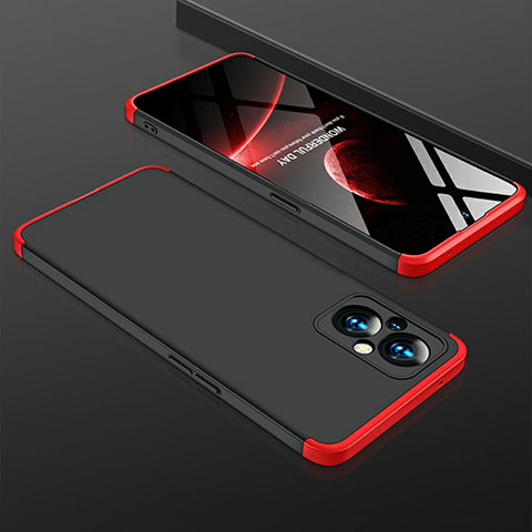 Custodia Plastica Rigida Cover Opaca Fronte e Retro 360 Gradi per Oppo F21 Pro 5G Rosso e Nero