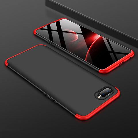 Custodia Plastica Rigida Cover Opaca Fronte e Retro 360 Gradi per Oppo K1 Rosso e Nero