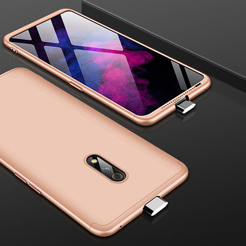 Custodia Plastica Rigida Cover Opaca Fronte e Retro 360 Gradi per Oppo K3 Oro