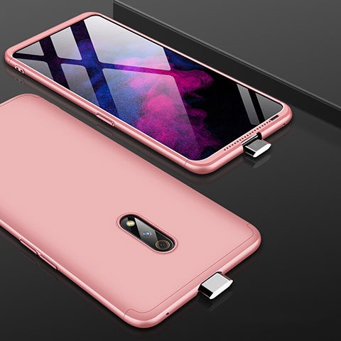 Custodia Plastica Rigida Cover Opaca Fronte e Retro 360 Gradi per Oppo K3 Oro Rosa