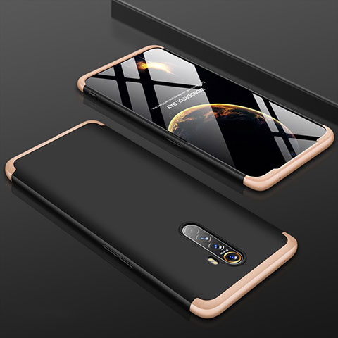 Custodia Plastica Rigida Cover Opaca Fronte e Retro 360 Gradi per Oppo Reno Ace Oro e Nero