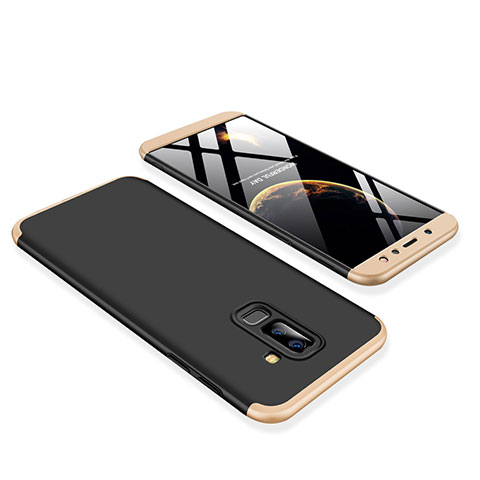 Custodia Plastica Rigida Cover Opaca Fronte e Retro 360 Gradi per Samsung Galaxy A6 Plus Oro e Nero