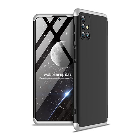 Custodia Plastica Rigida Cover Opaca Fronte e Retro 360 Gradi per Samsung Galaxy M31s Argento e Nero