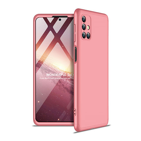 Custodia Plastica Rigida Cover Opaca Fronte e Retro 360 Gradi per Samsung Galaxy M31s Oro Rosa