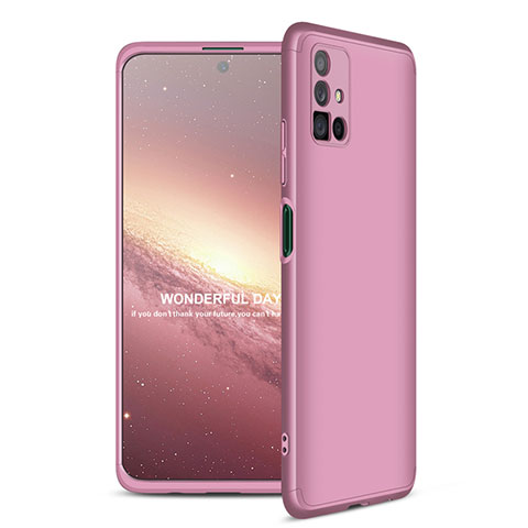 Custodia Plastica Rigida Cover Opaca Fronte e Retro 360 Gradi per Samsung Galaxy M51 Oro Rosa