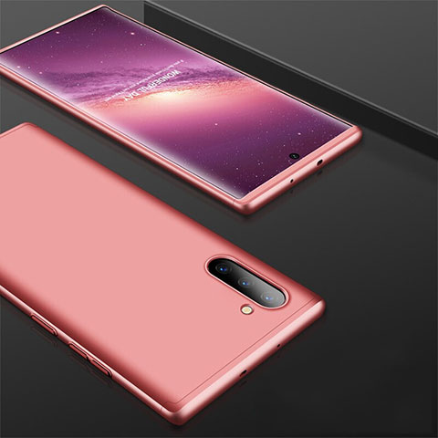 Custodia Plastica Rigida Cover Opaca Fronte e Retro 360 Gradi per Samsung Galaxy Note 10 5G Oro Rosa