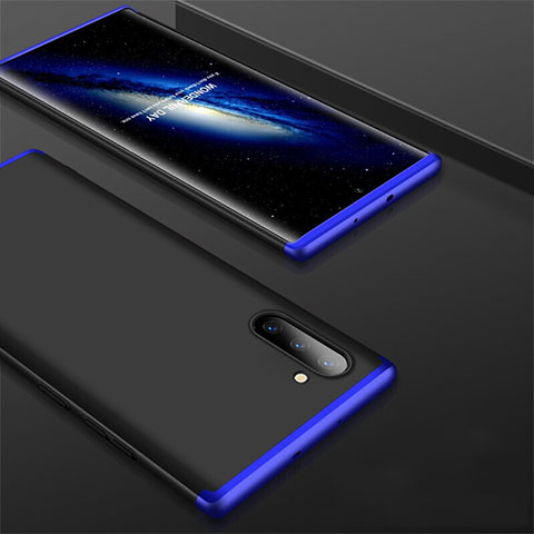 Custodia Plastica Rigida Cover Opaca Fronte e Retro 360 Gradi per Samsung Galaxy Note 10 Blu e Nero