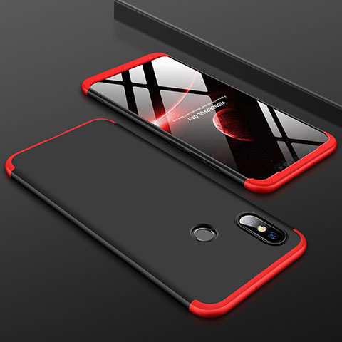 Custodia Plastica Rigida Cover Opaca Fronte e Retro 360 Gradi per Xiaomi Mi 8 Rosso e Nero