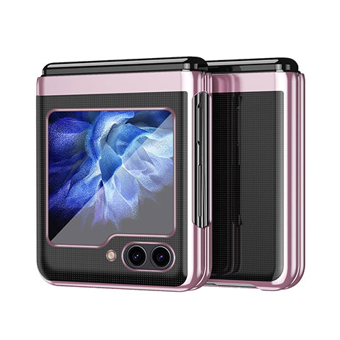 Custodia Plastica Rigida Cover Opaca Fronte e Retro 360 Gradi QH2 per Samsung Galaxy Z Flip5 5G Oro Rosa