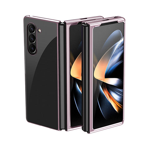 Custodia Plastica Rigida Cover Opaca Fronte e Retro 360 Gradi QH2 per Samsung Galaxy Z Fold5 5G Oro Rosa