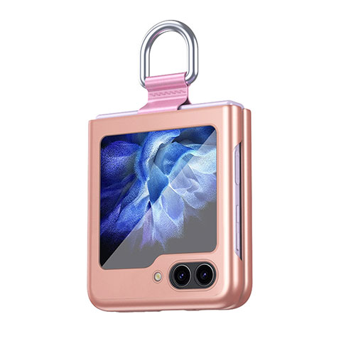 Custodia Plastica Rigida Cover Opaca Fronte e Retro 360 Gradi QH5 per Samsung Galaxy Z Flip5 5G Oro Rosa