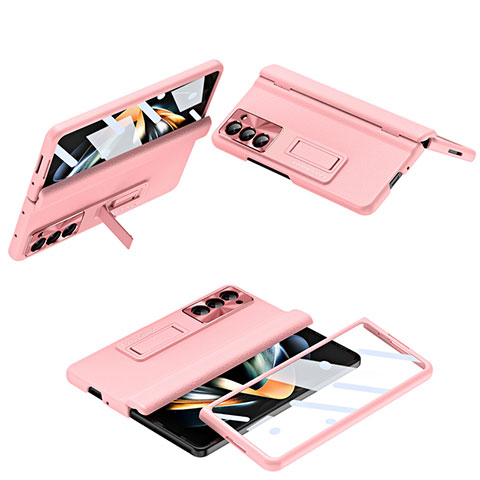 Custodia Plastica Rigida Cover Opaca Fronte e Retro 360 Gradi QH5 per Samsung Galaxy Z Fold5 5G Oro Rosa