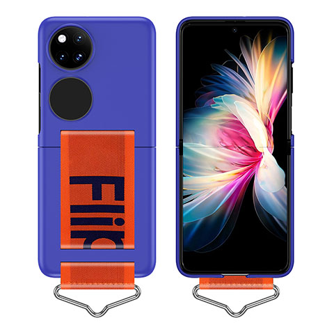 Custodia Plastica Rigida Cover Opaca Fronte e Retro 360 Gradi Z01L per Huawei P50 Pocket Blu