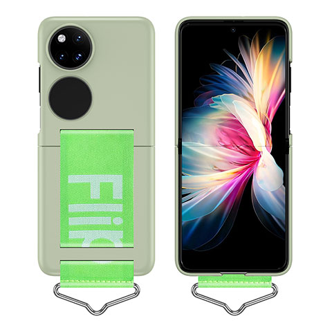 Custodia Plastica Rigida Cover Opaca Fronte e Retro 360 Gradi Z01L per Huawei P50 Pocket Verde