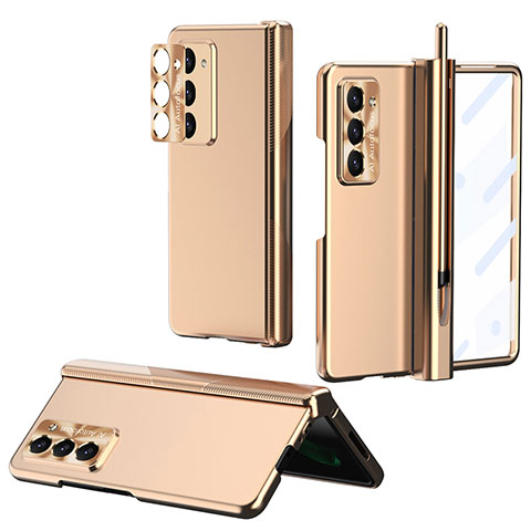 Custodia Plastica Rigida Cover Opaca Fronte e Retro 360 Gradi Z02L per Samsung Galaxy Z Fold5 5G Oro