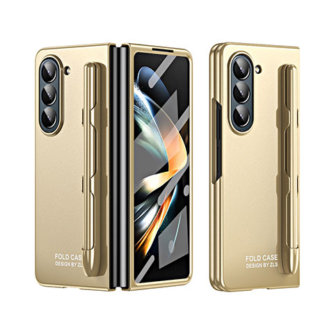 Custodia Plastica Rigida Cover Opaca Fronte e Retro 360 Gradi ZL2 per Samsung Galaxy Z Fold5 5G Oro