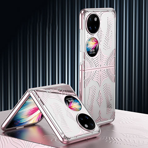 Custodia Plastica Rigida Cover Opaca Fronte e Retro 360 Gradi ZL4 per Huawei P60 Pocket Oro Rosa