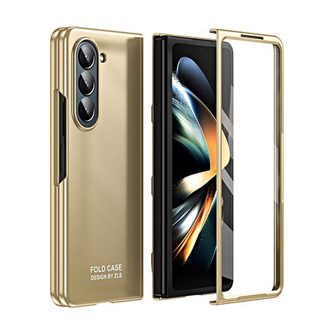 Custodia Plastica Rigida Cover Opaca Fronte e Retro 360 Gradi ZL4 per Samsung Galaxy Z Fold5 5G Oro