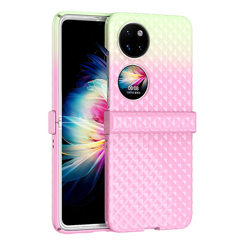 Custodia Plastica Rigida Cover Opaca Fronte e Retro 360 Gradi ZL5 per Huawei P50 Pocket Rosa