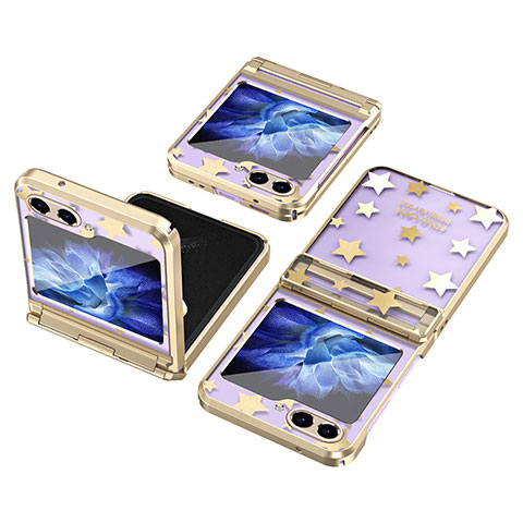 Custodia Plastica Rigida Cover Opaca Fronte e Retro 360 Gradi ZL6 per Samsung Galaxy Z Flip5 5G Oro