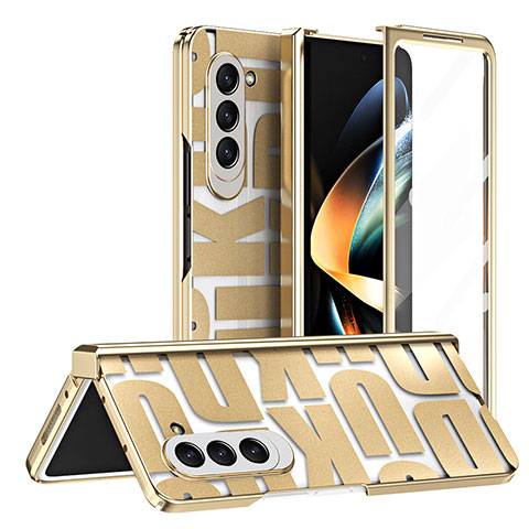 Custodia Plastica Rigida Cover Opaca Fronte e Retro 360 Gradi ZL7 per Samsung Galaxy Z Fold5 5G Oro