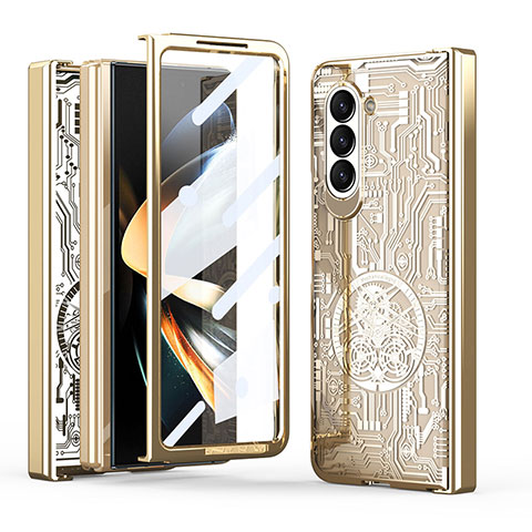 Custodia Plastica Rigida Cover Opaca Fronte e Retro 360 Gradi ZL8 per Samsung Galaxy Z Fold5 5G Oro