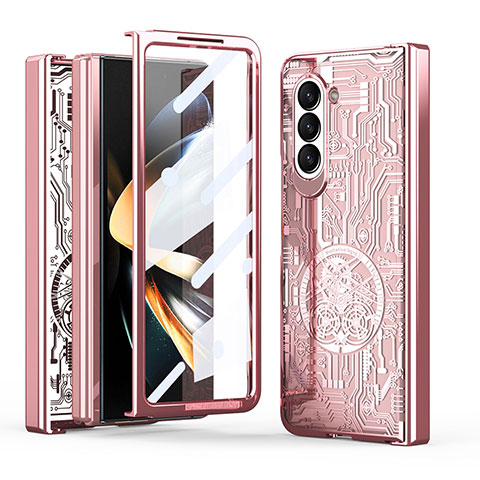 Custodia Plastica Rigida Cover Opaca Fronte e Retro 360 Gradi ZL8 per Samsung Galaxy Z Fold5 5G Oro Rosa