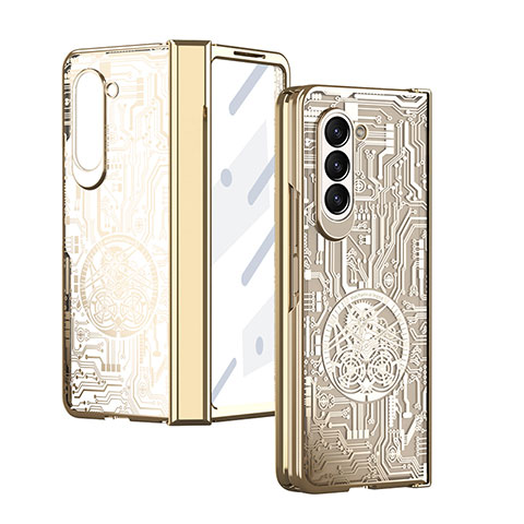 Custodia Plastica Rigida Cover Opaca Fronte e Retro 360 Gradi ZL9 per Samsung Galaxy Z Fold5 5G Oro