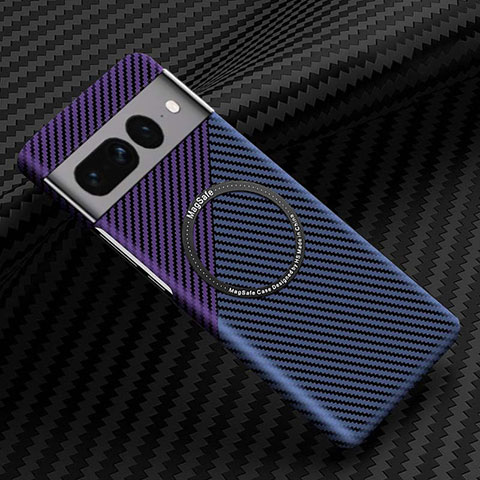 Custodia Plastica Rigida Cover Opaca Spigato con Mag-Safe Magnetic per Google Pixel 7 Pro 5G Viola