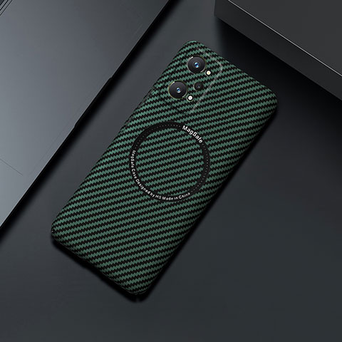 Custodia Plastica Rigida Cover Opaca Spigato con Mag-Safe Magnetic per Realme Q5 Pro 5G Verde