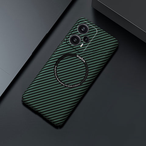 Custodia Plastica Rigida Cover Opaca Spigato con Mag-Safe Magnetic per Xiaomi Poco F5 5G Verde