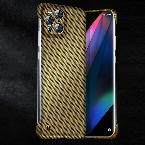 Custodia Plastica Rigida Cover Opaca Spigato per Oppo Find X3 Pro 5G Giallo