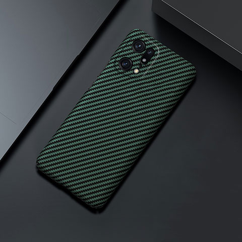 Custodia Plastica Rigida Cover Opaca Spigato per Oppo Find X5 Pro 5G Verde