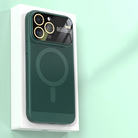 Custodia Plastica Rigida Cover Perforato con Mag-Safe Magnetic JS1 per Apple iPhone 13 Pro Verde