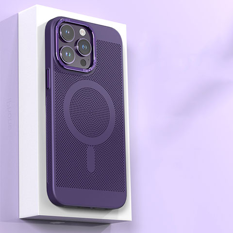 Custodia Plastica Rigida Cover Perforato con Mag-Safe Magnetic per Apple iPhone 13 Pro Viola